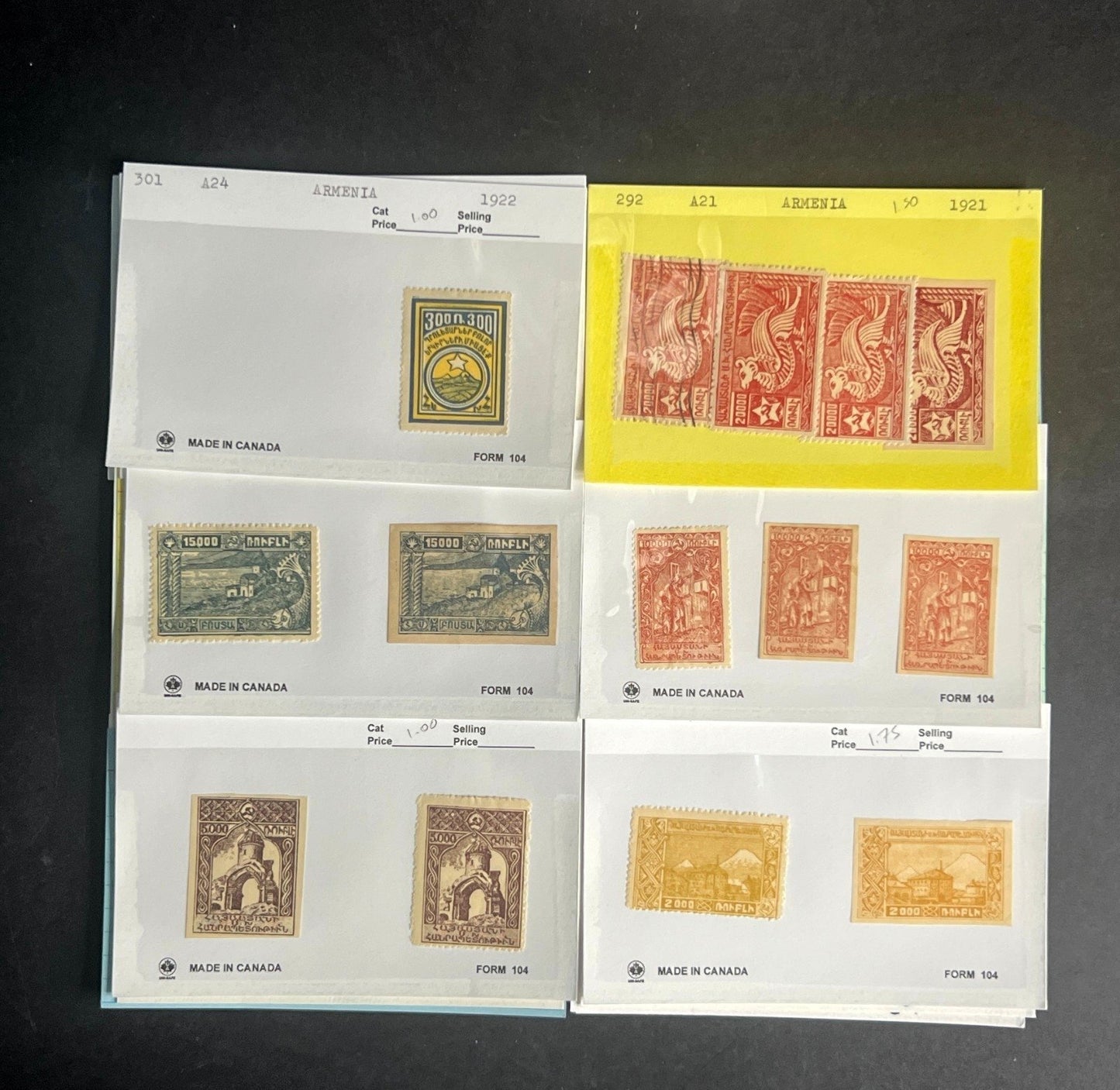 Armenia Stamp Collection Dealer Cards $217 CV Mint & Used ZAYIX