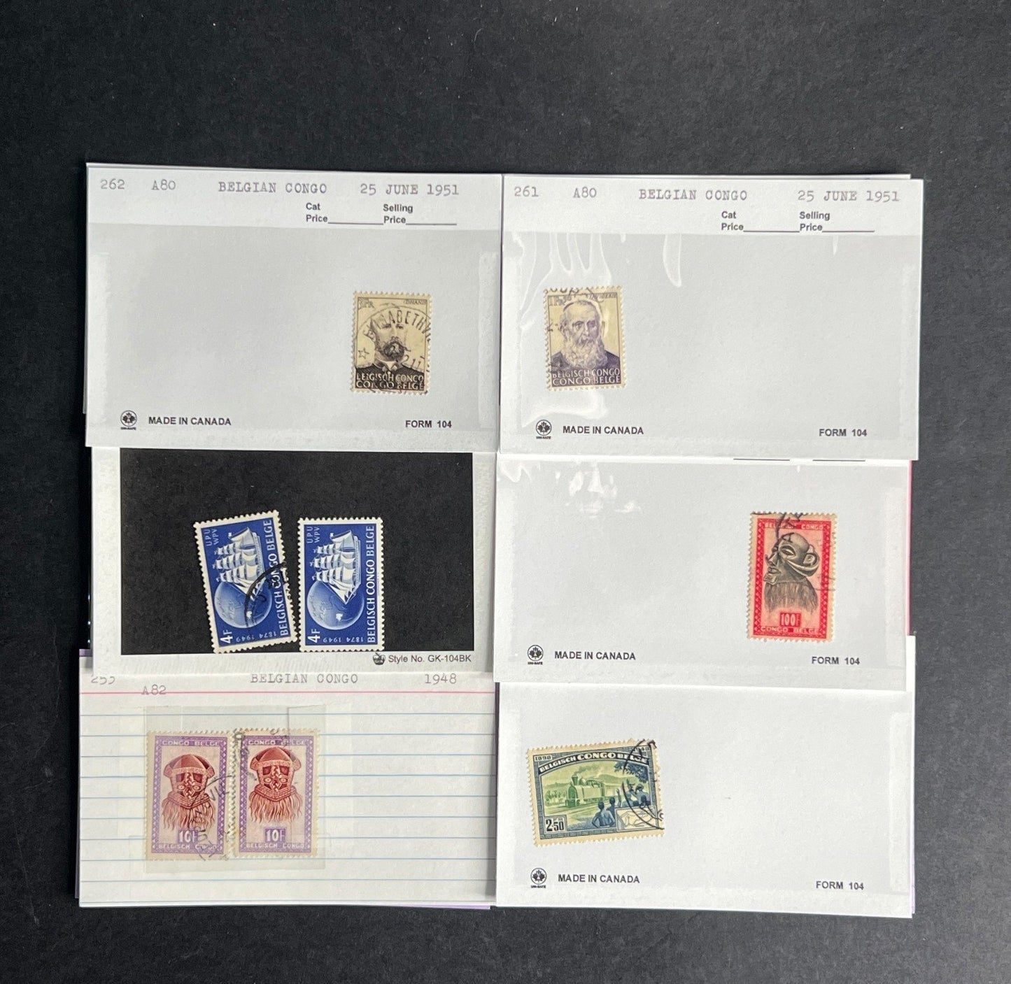 Belgian Congo Stamp Collection Dealer Cards $70 CV Mint & Used ZAYIX