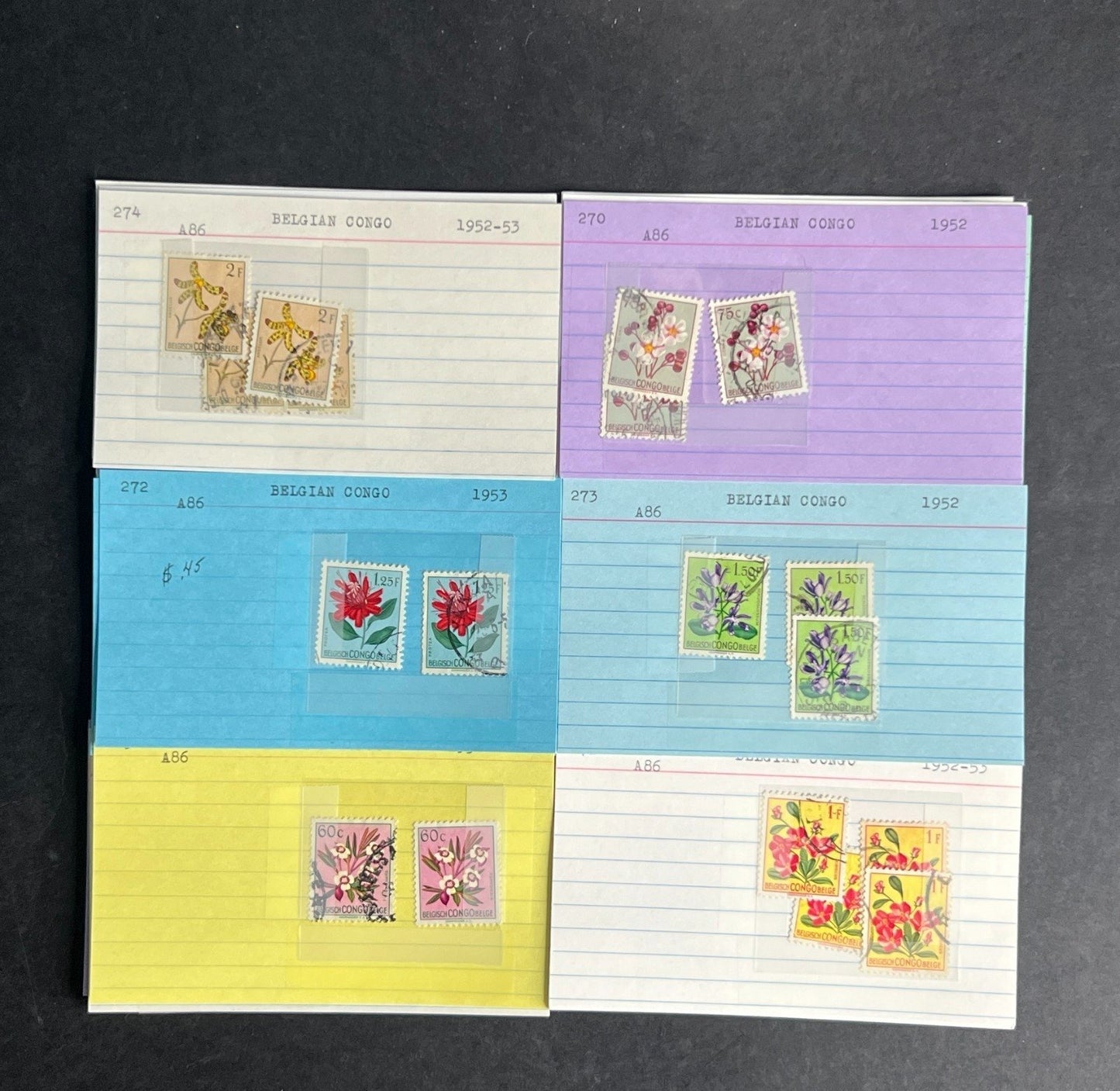 Belgian Congo Stamp Collection Dealer Cards $70 CV Mint & Used ZAYIX