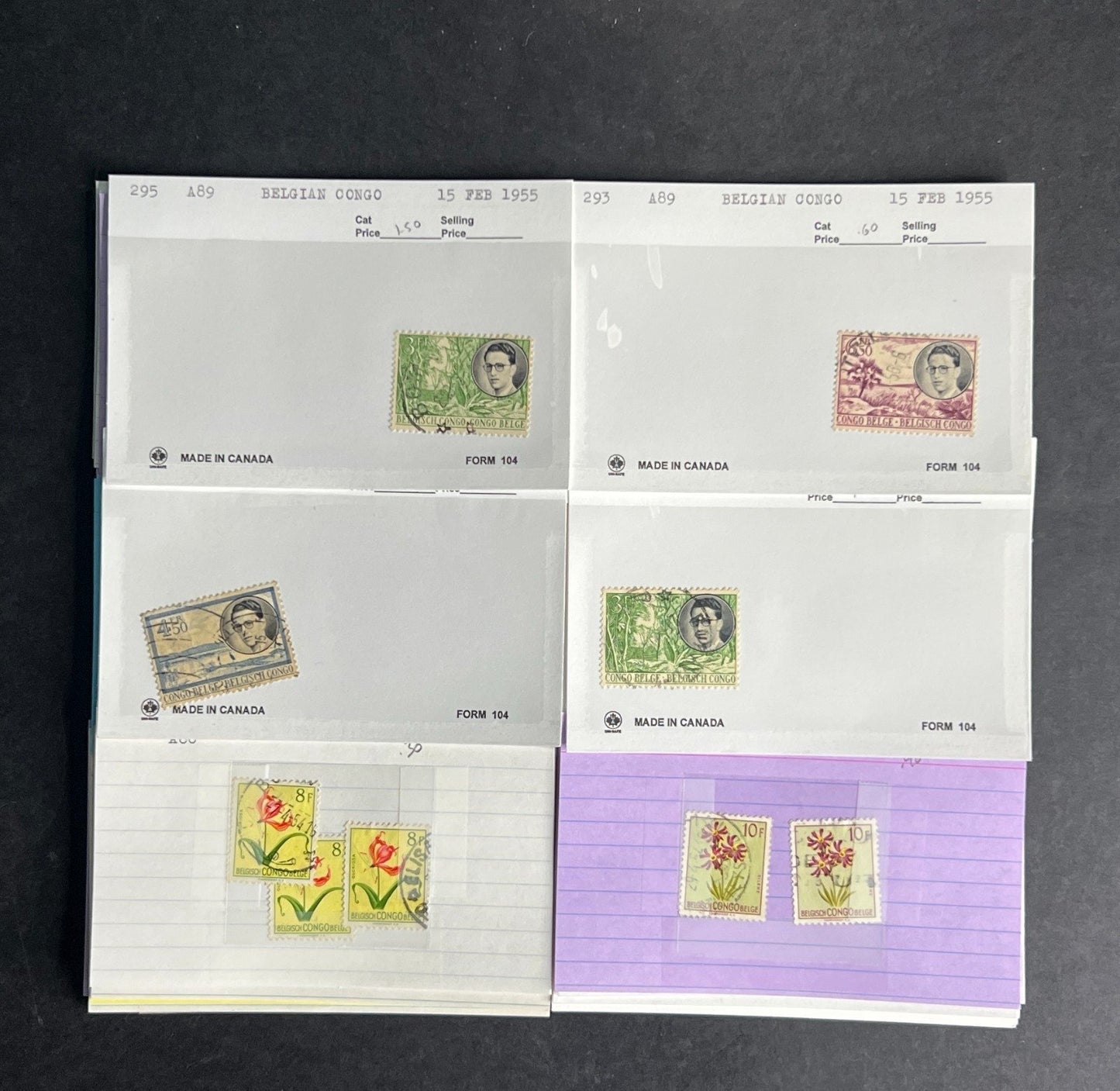 Belgian Congo Stamp Collection Dealer Cards $70 CV Mint & Used ZAYIX