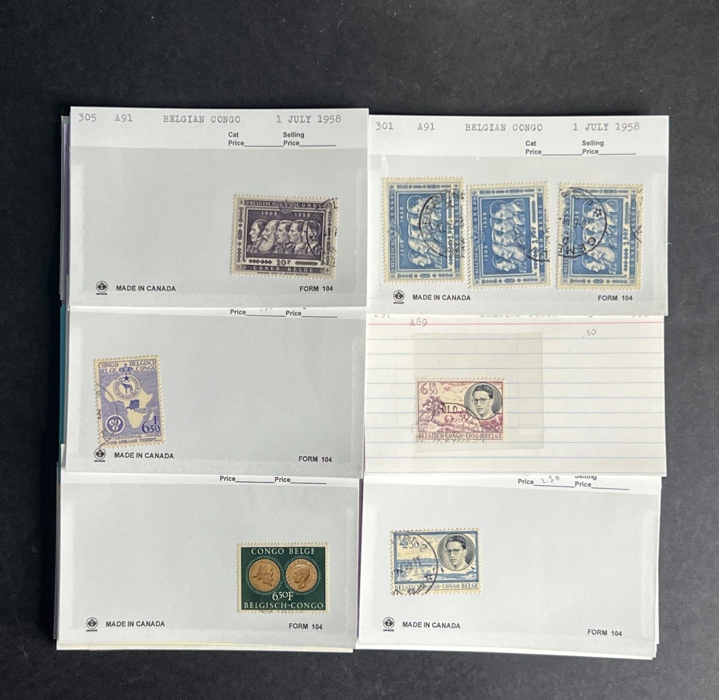 Belgian Congo Stamp Collection Dealer Cards $70 CV Mint & Used ZAYIX