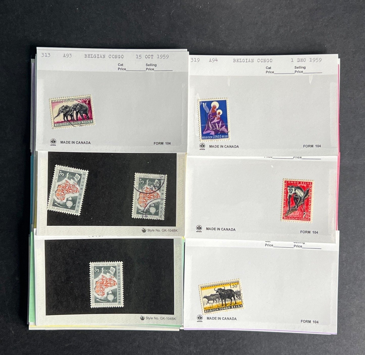 Belgian Congo Stamp Collection Dealer Cards $70 CV Mint & Used ZAYIX