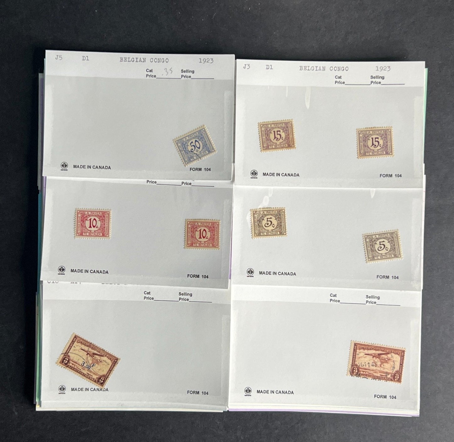 Belgian Congo Stamp Collection Dealer Cards $70 CV Mint & Used ZAYIX