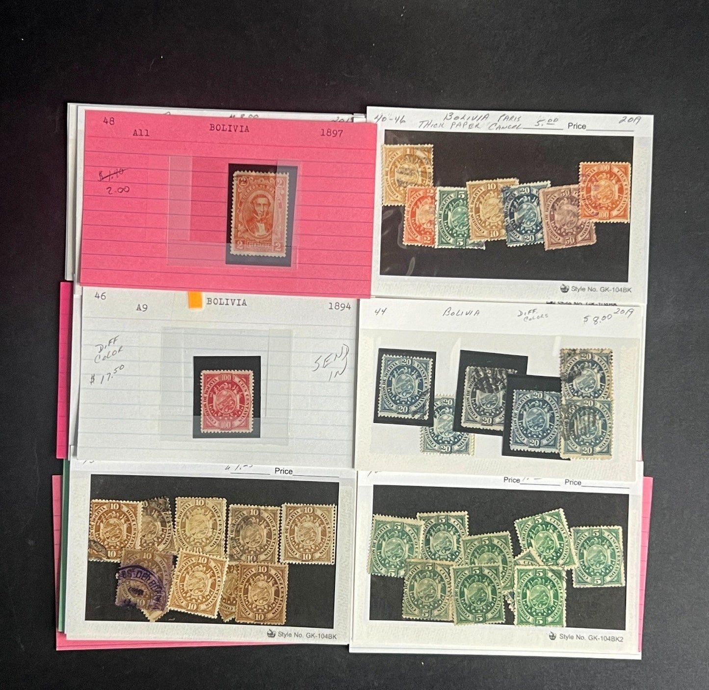 Bolivia Stamp Collection Dealer Cards $425 CV Mint & Used ZAYIX