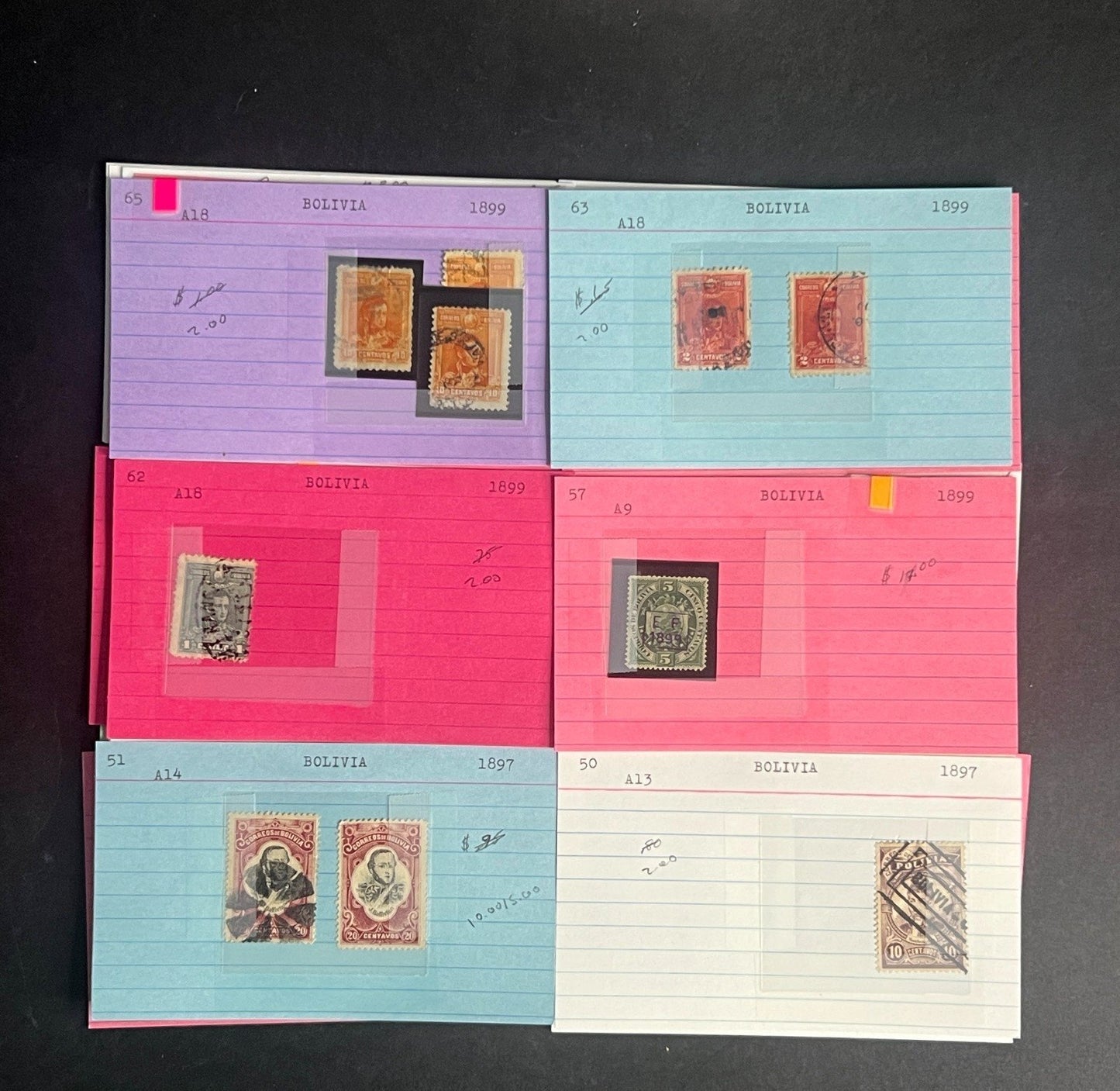 Bolivia Stamp Collection Dealer Cards $425 CV Mint & Used ZAYIX