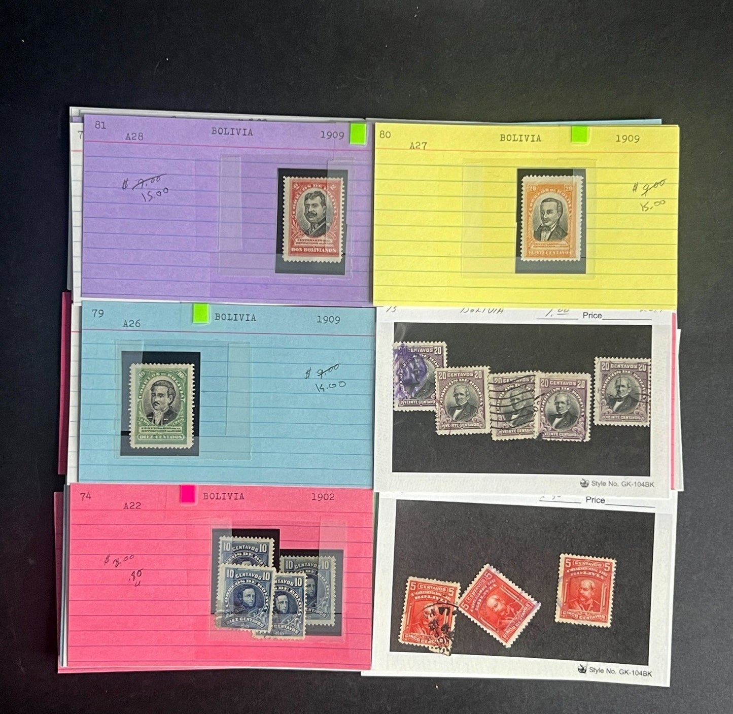 Bolivia Stamp Collection Dealer Cards $425 CV Mint & Used ZAYIX