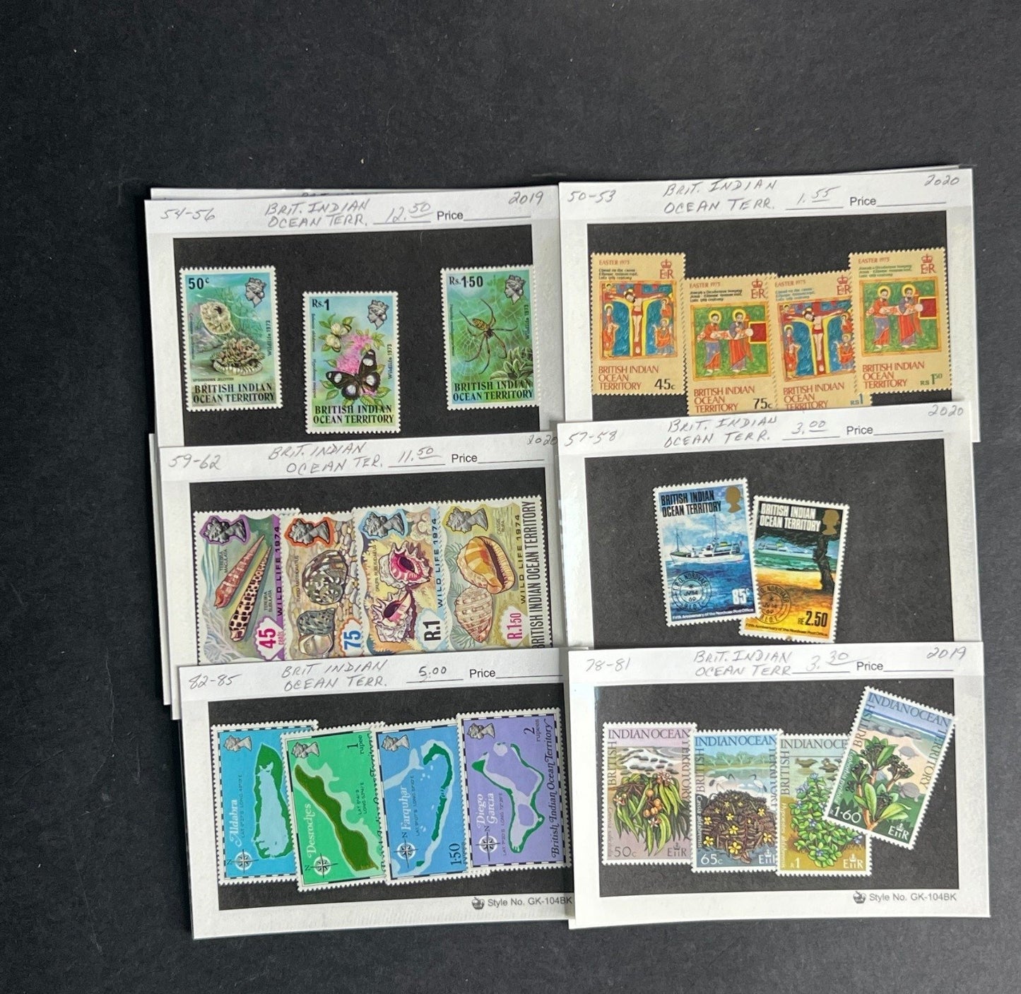 British Indian Ocean BIOT Stamp Collection Dealer Cards $98 CV Mint & Used ZAYIX
