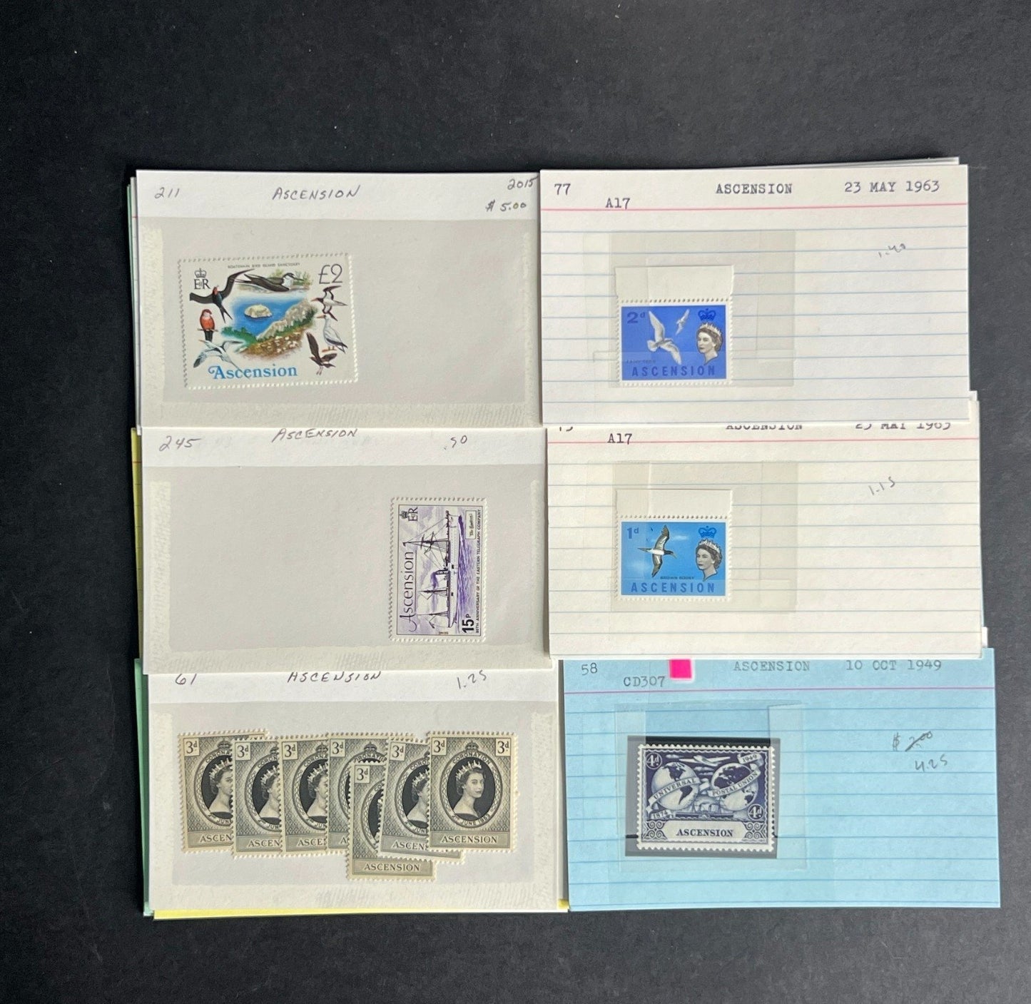 Ascension Stamp Collection Dealer Cards $167 CV Mint & Used ZAYIX