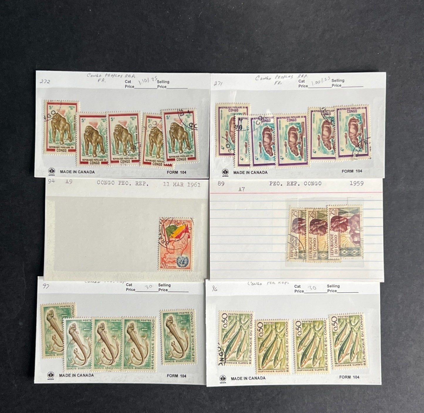 Congo People's Republic Stamp Collection Dealer Cards $118 CV Mint & Used ZAYIX