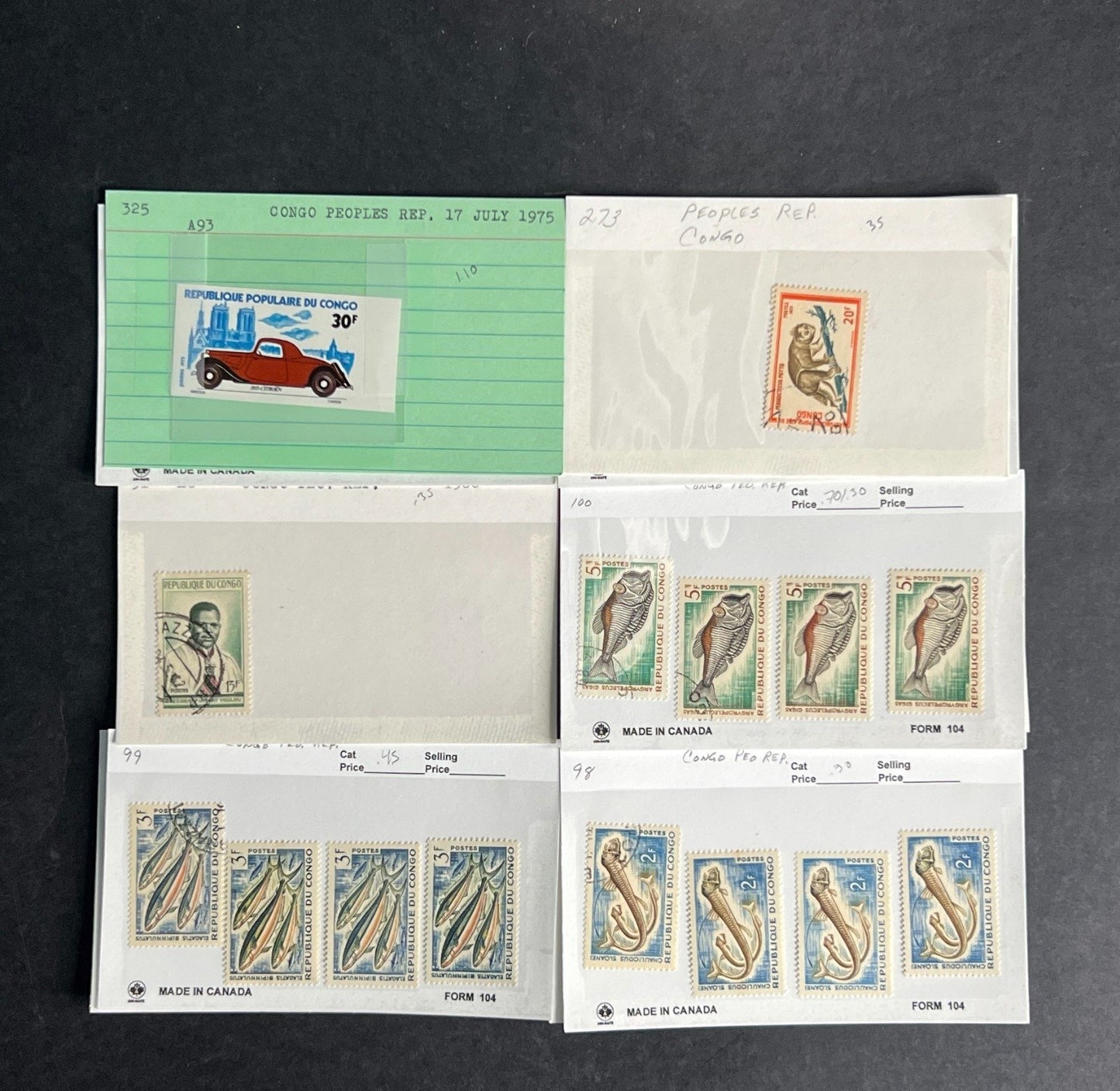 Congo People's Republic Stamp Collection Dealer Cards $118 CV Mint & Used ZAYIX