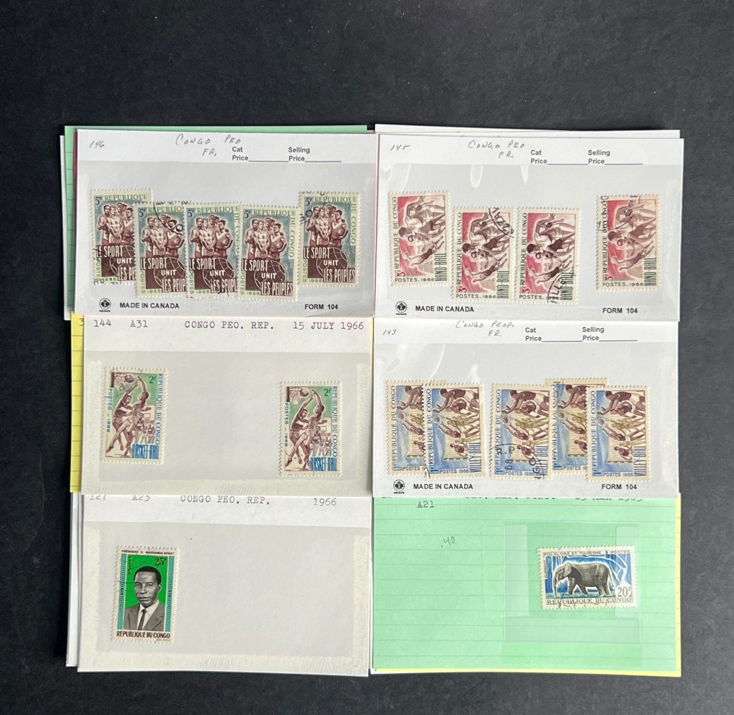 Congo People's Republic Stamp Collection Dealer Cards $118 CV Mint & Used ZAYIX