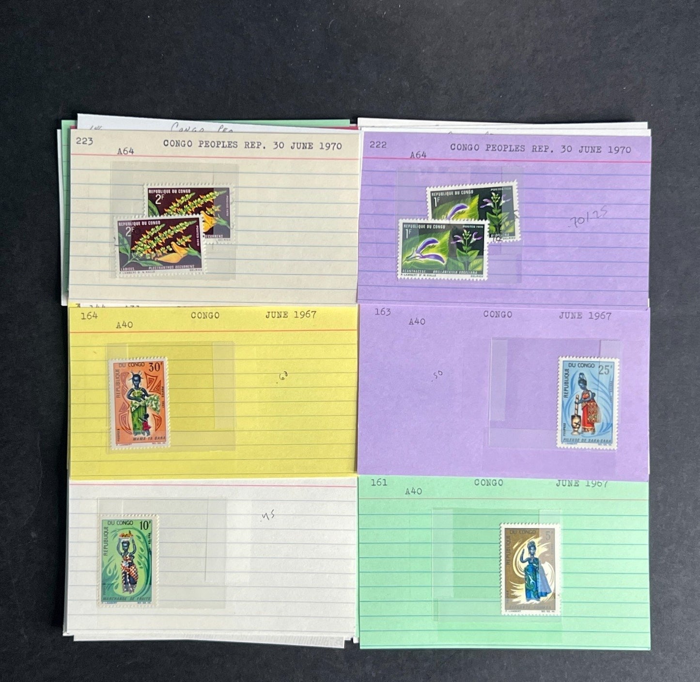 Congo People's Republic Stamp Collection Dealer Cards $118 CV Mint & Used ZAYIX