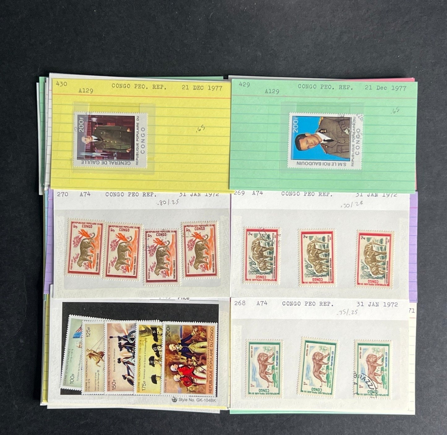 Congo People's Republic Stamp Collection Dealer Cards $118 CV Mint & Used ZAYIX