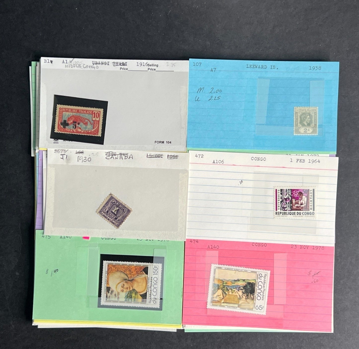 Congo People's Republic Stamp Collection Dealer Cards $118 CV Mint & Used ZAYIX