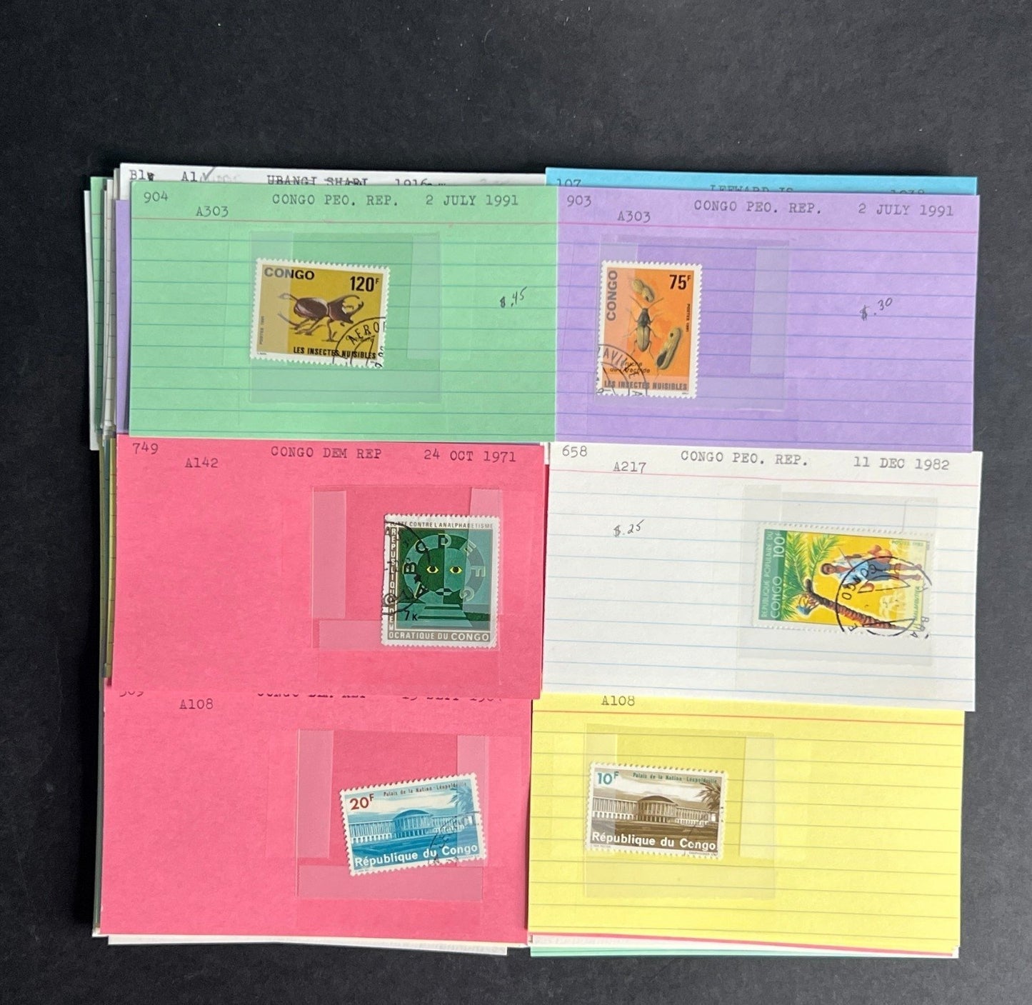 Congo People's Republic Stamp Collection Dealer Cards $118 CV Mint & Used ZAYIX