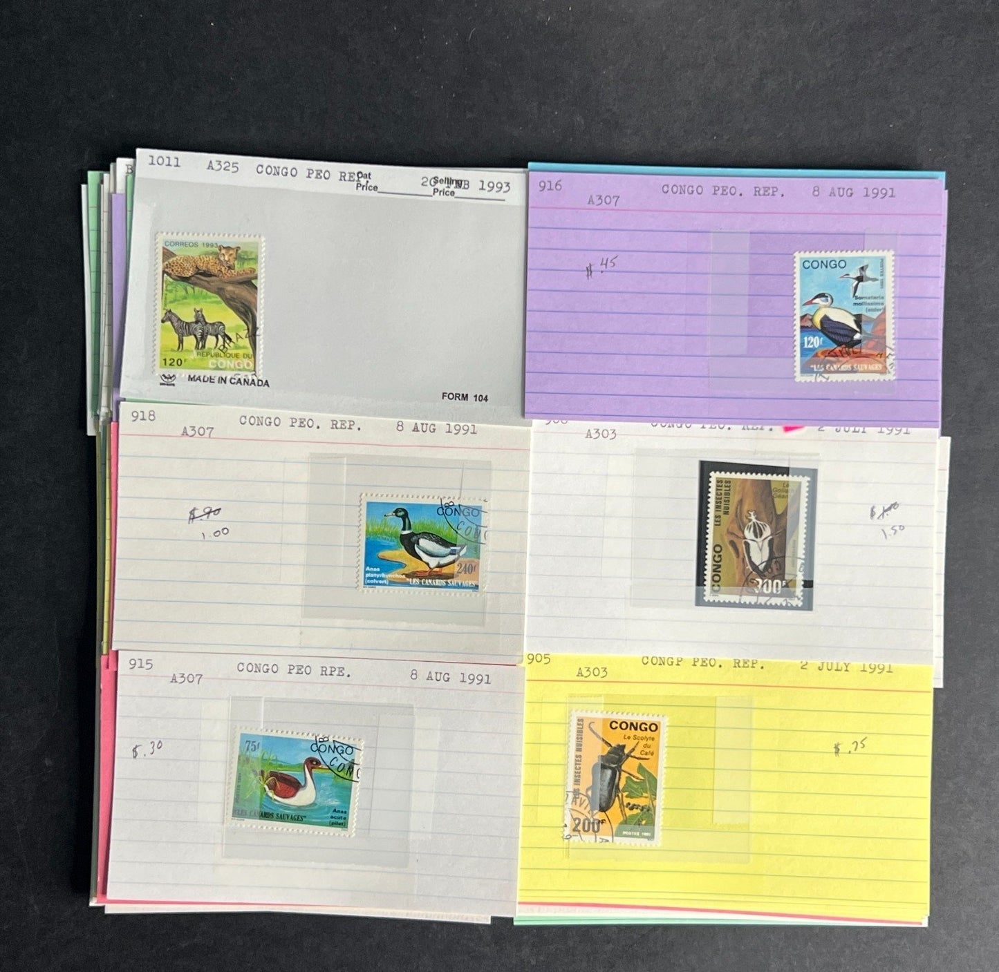 Congo People's Republic Stamp Collection Dealer Cards $118 CV Mint & Used ZAYIX