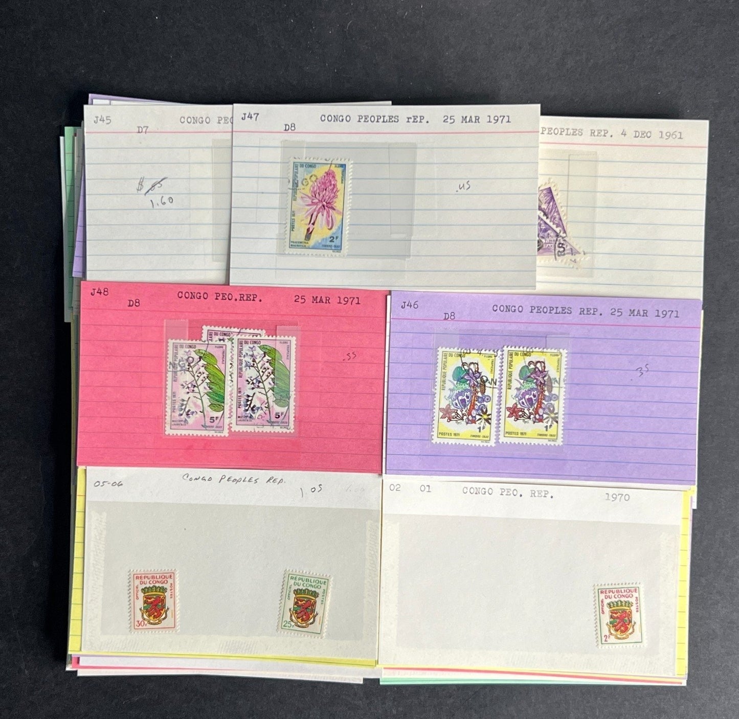 Congo People's Republic Stamp Collection Dealer Cards $118 CV Mint & Used ZAYIX