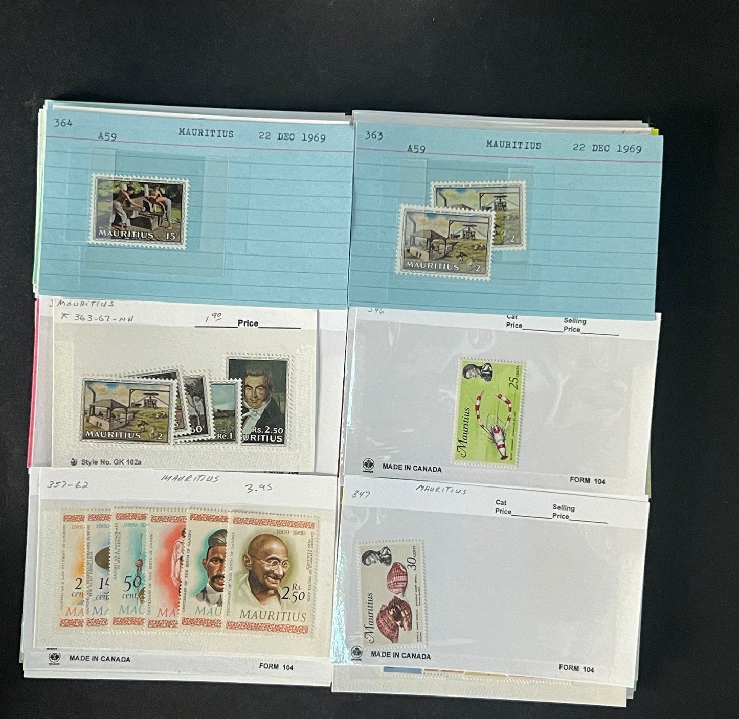 Mauritius Stamp Collection Dealer Cards $352 CV Mint & Used ZAYIX