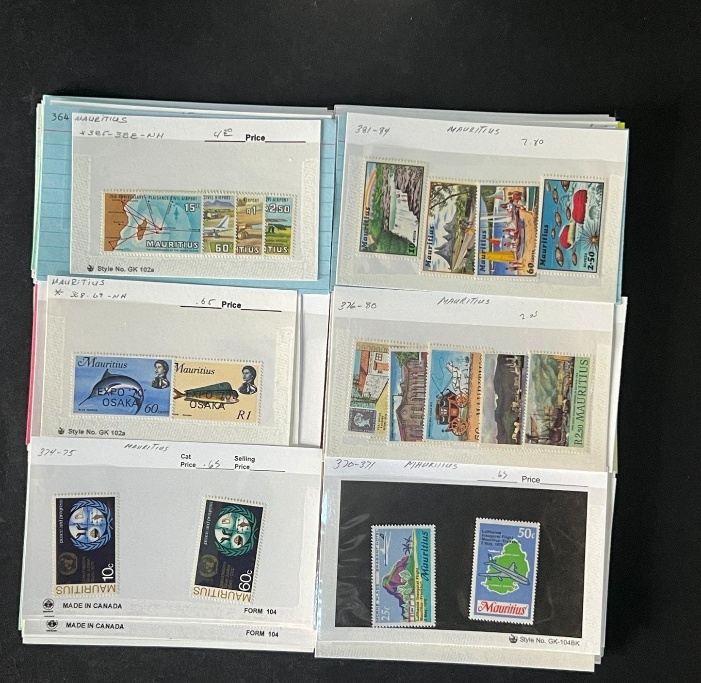 Mauritius Stamp Collection Dealer Cards $352 CV Mint & Used ZAYIX