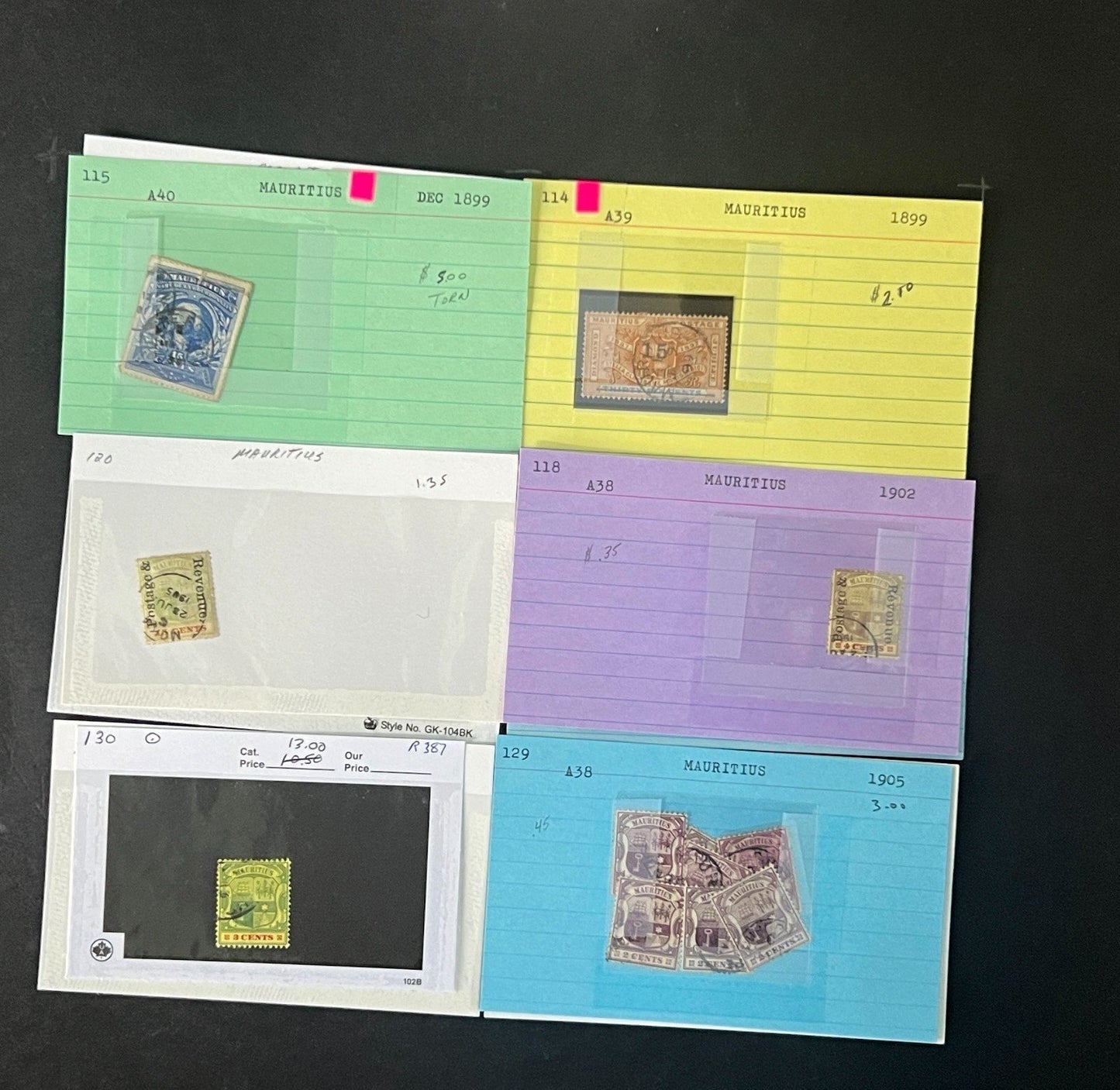 Mauritius Stamp Collection Dealer Cards $352 CV Mint & Used ZAYIX