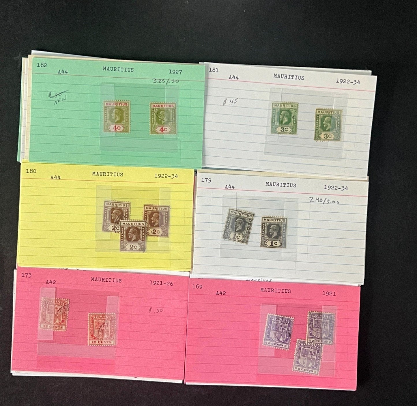 Mauritius Stamp Collection Dealer Cards $352 CV Mint & Used ZAYIX