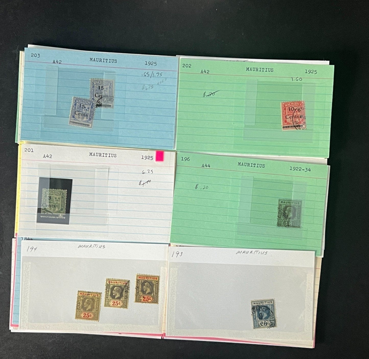 Mauritius Stamp Collection Dealer Cards $352 CV Mint & Used ZAYIX