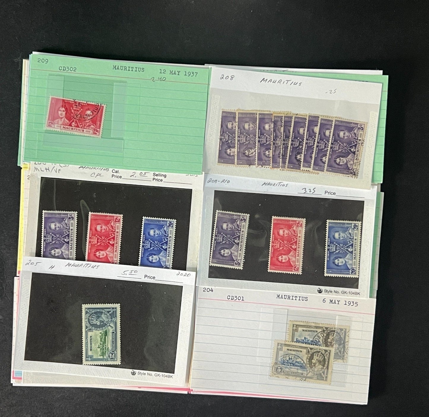 Mauritius Stamp Collection Dealer Cards $352 CV Mint & Used ZAYIX