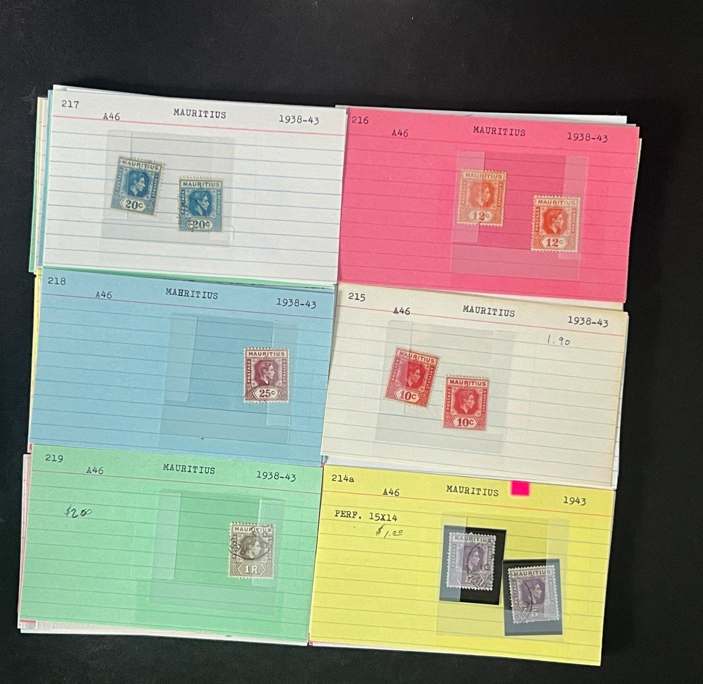 Mauritius Stamp Collection Dealer Cards $352 CV Mint & Used ZAYIX
