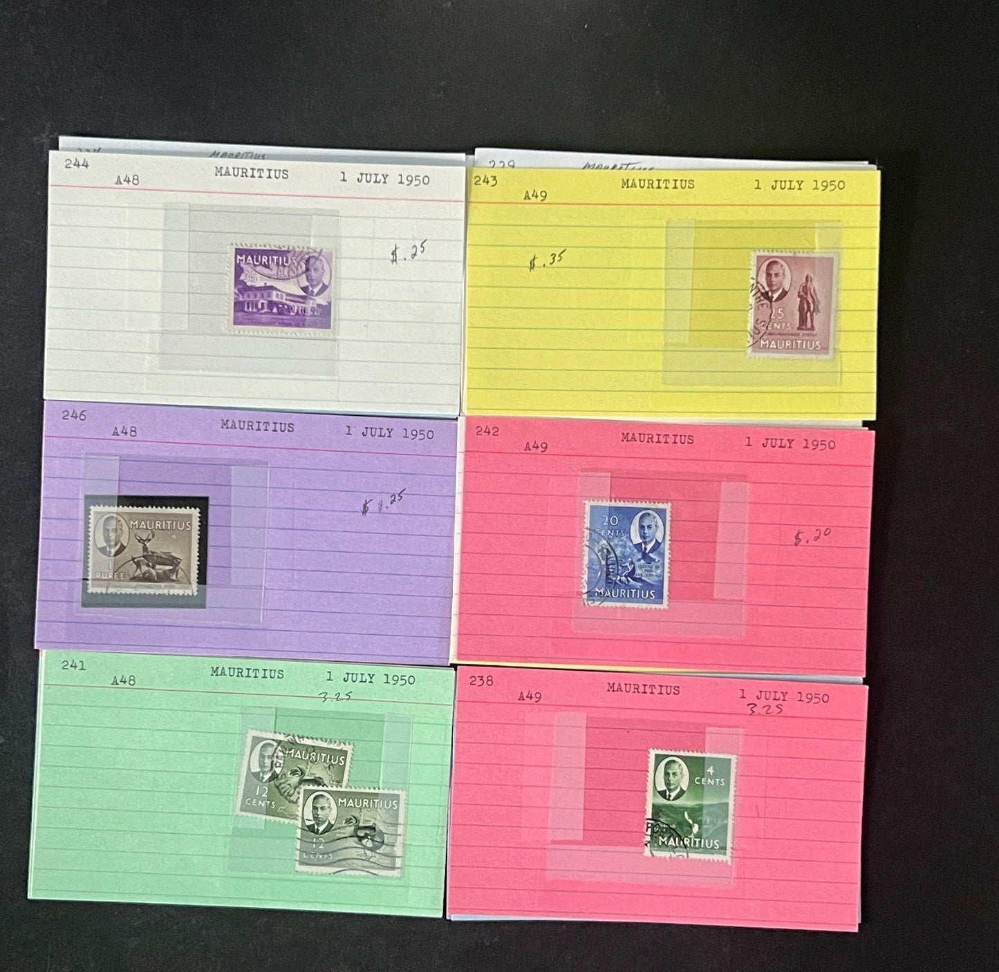 Mauritius Stamp Collection Dealer Cards $352 CV Mint & Used ZAYIX