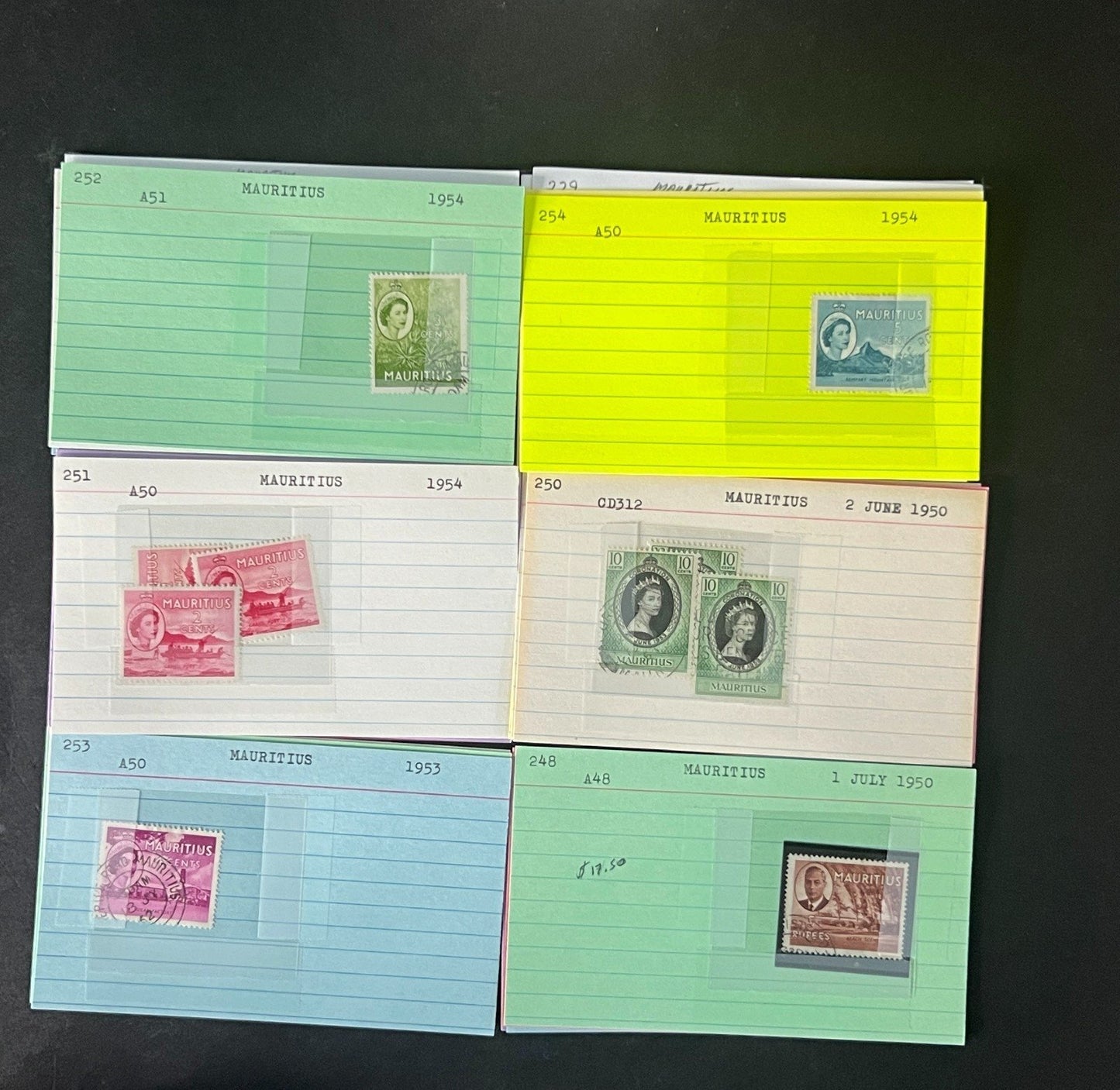 Mauritius Stamp Collection Dealer Cards $352 CV Mint & Used ZAYIX