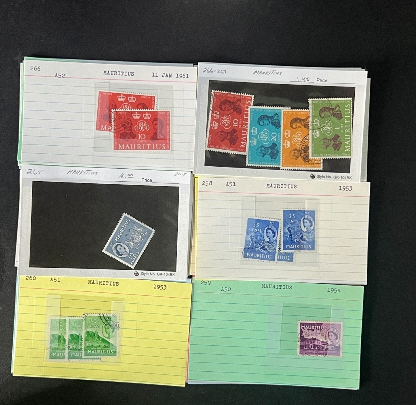 Mauritius Stamp Collection Dealer Cards $352 CV Mint & Used ZAYIX