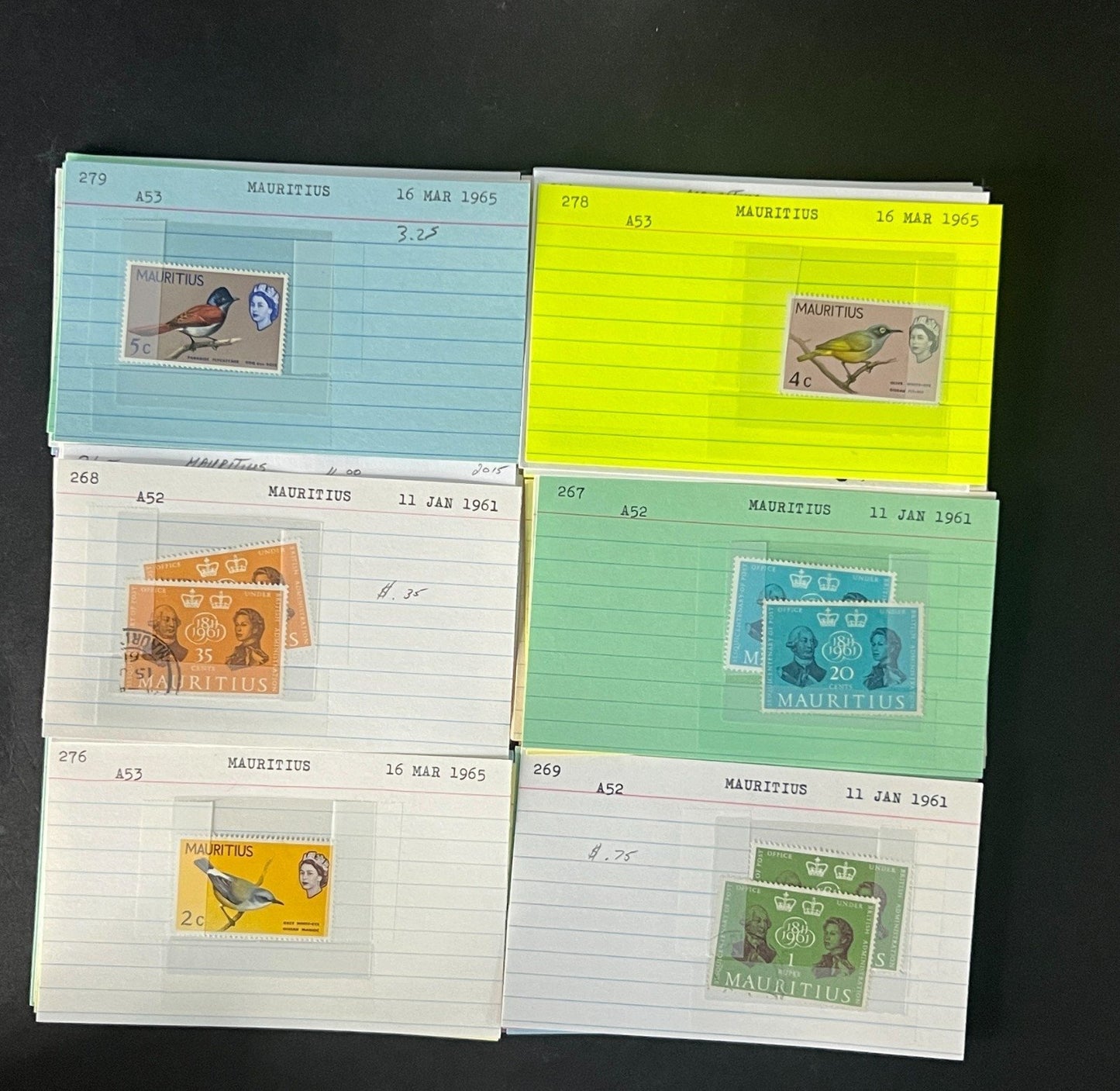 Mauritius Stamp Collection Dealer Cards $352 CV Mint & Used ZAYIX