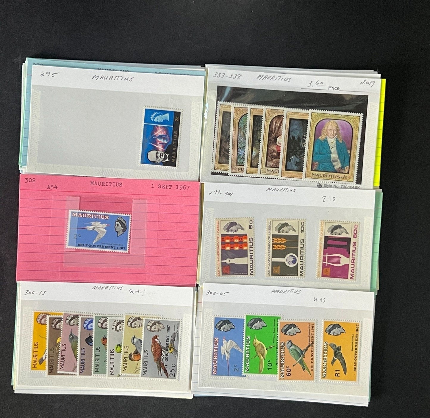 Mauritius Stamp Collection Dealer Cards $352 CV Mint & Used ZAYIX