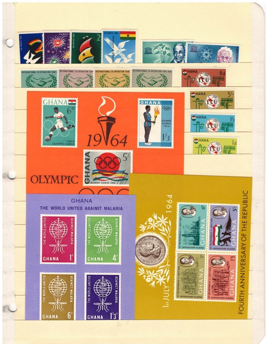 Ghana Stamp Collection 4 Stock Pages Sets Singles $66 CV MNH/MH/Used ZAYIX