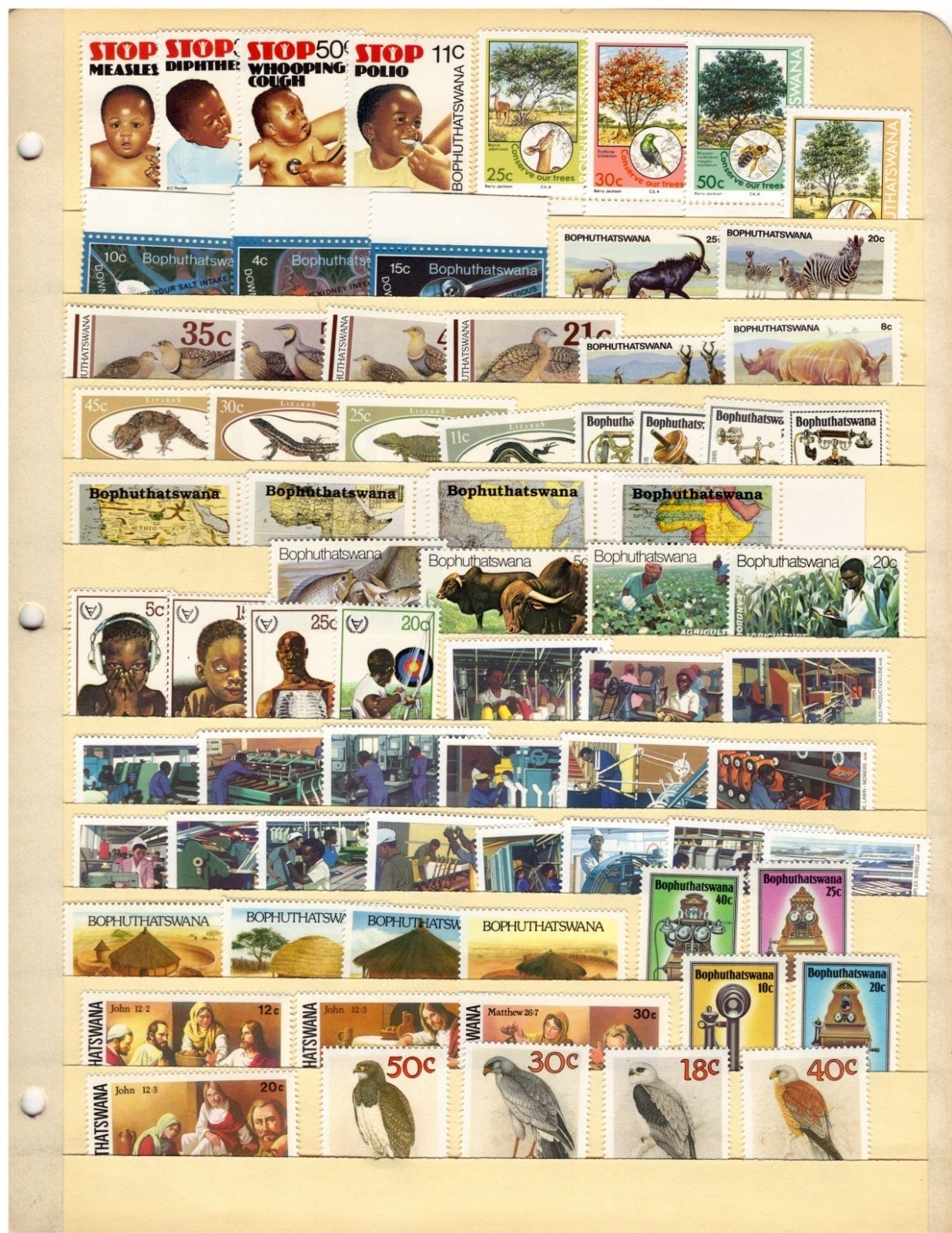 Bophuthatswana Stamp Collection 1 Stock Page Sets Singles $47 CV MNH/MH ZAYIX