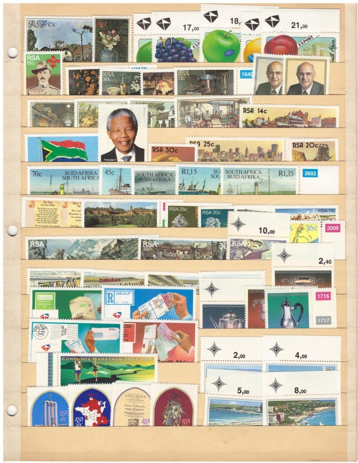 RSA South Africa Stamp Collection 4 Stock Pages Sets Singles $119CV MNH/MH ZAYIX