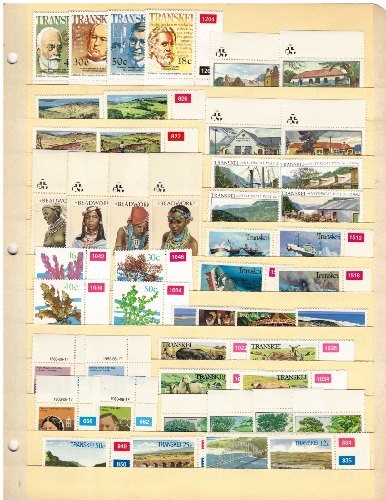 Transkei Stamp Collection 6 Stock Pages Sets Singles $197CV MNH/MH ZAYIX