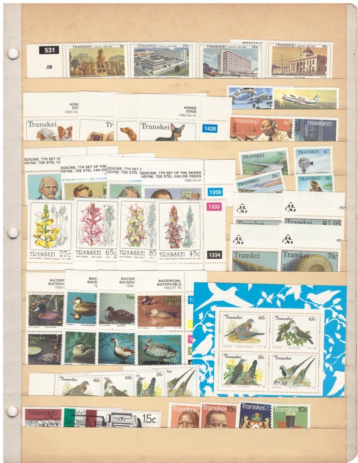 Transkei Stamp Collection 6 Stock Pages Sets Singles $197CV MNH/MH ZAYIX