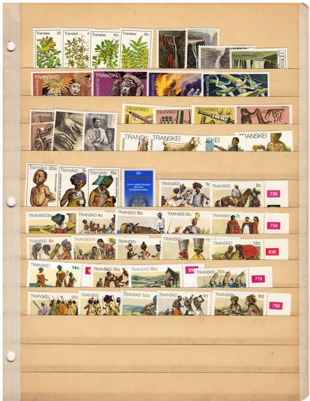 Transkei Stamp Collection 6 Stock Pages Sets Singles $197CV MNH/MH ZAYIX