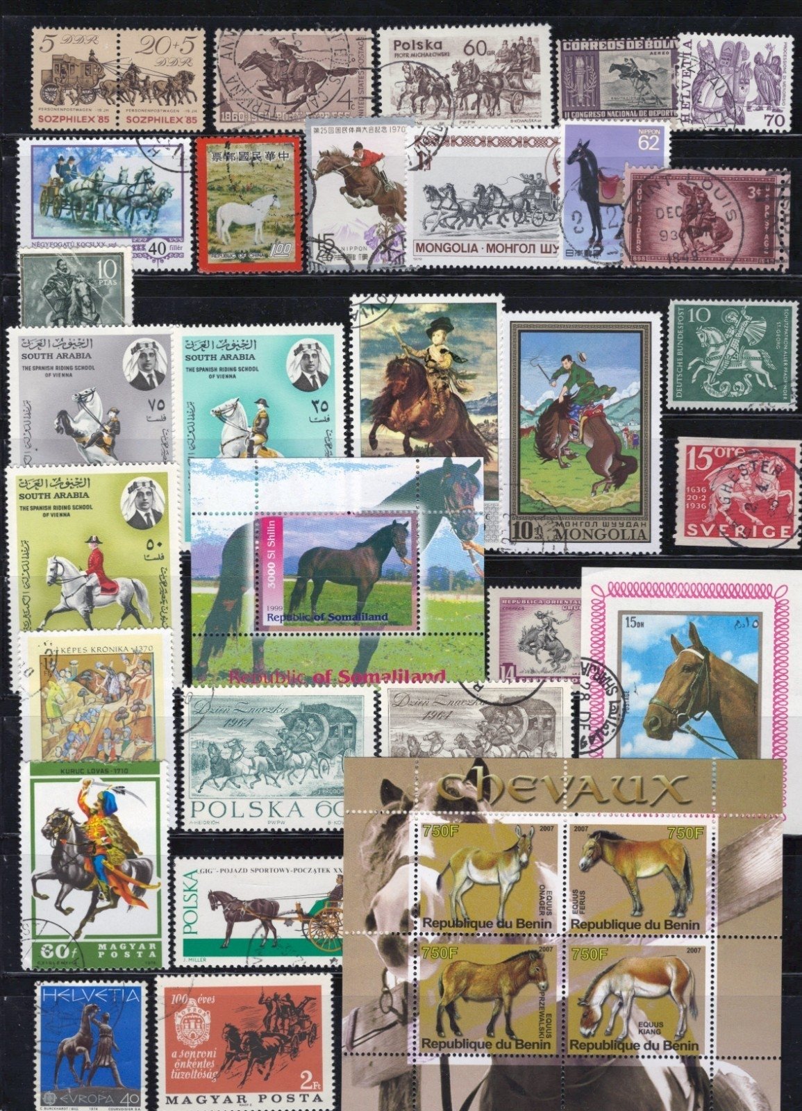 Horses Stamp Collection 4 Stock Pages Sets Singles 125 Stamps Mint/Used ZAYIX