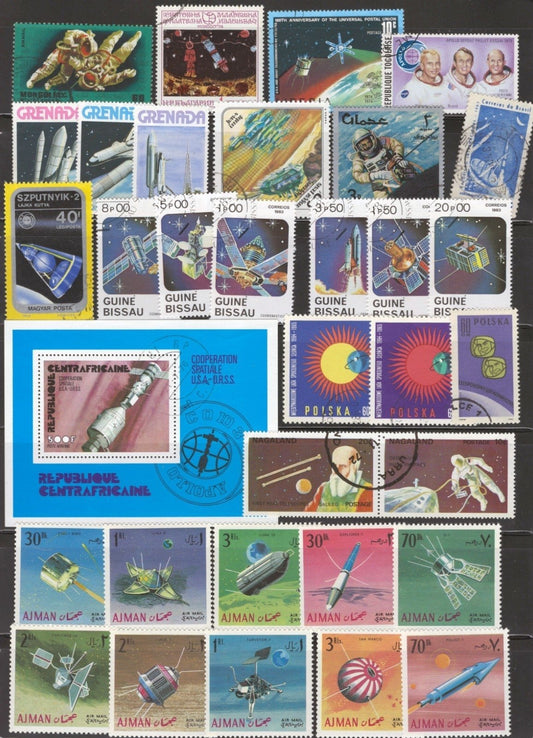 Space Stamp Collection 4 Stock Pages Sets Singles 92 Stamps Mint/Used ZAYIX