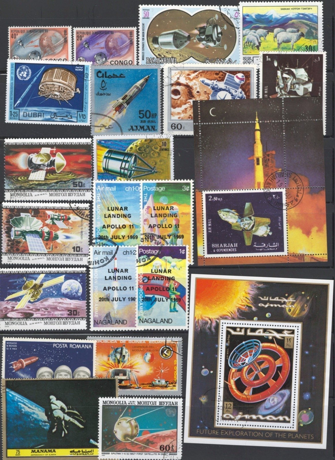Space Stamp Collection 4 Stock Pages Sets Singles 92 Stamps Mint/Used ZAYIX