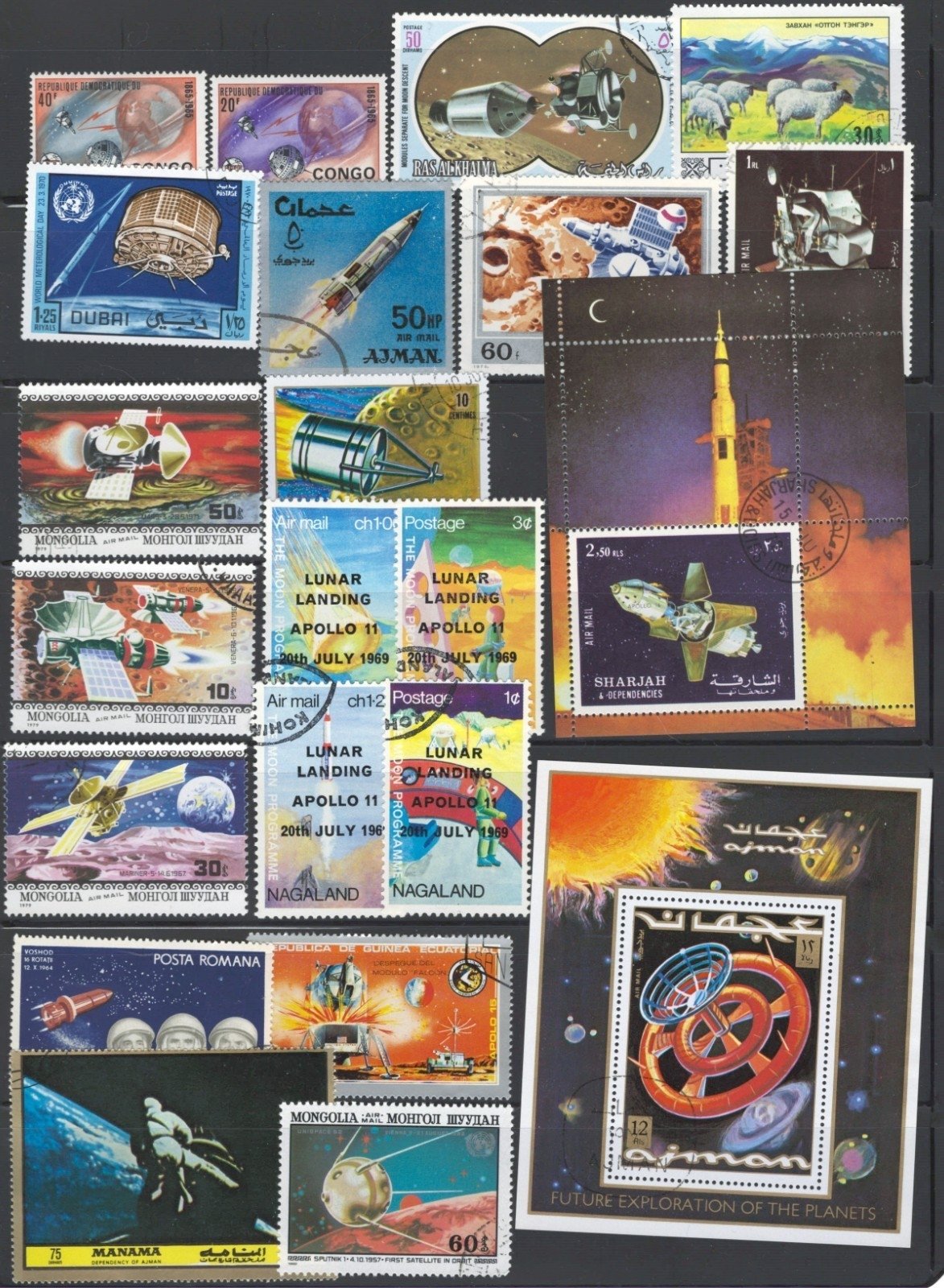 Space Stamp Collection 4 Stock Pages Sets Singles 92 Stamps Mint/Used ZAYIX