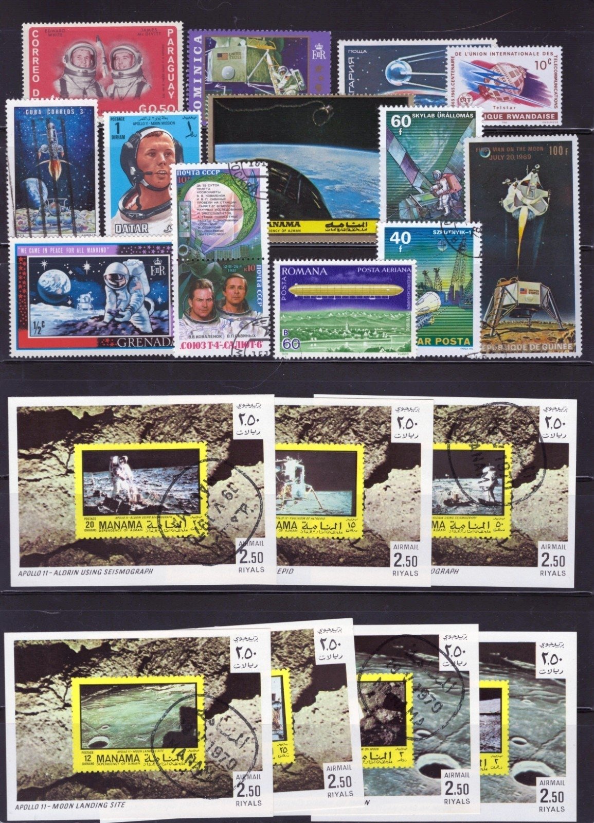 Space Stamp Collection 4 Stock Pages Sets Singles 92 Stamps Mint/Used ZAYIX