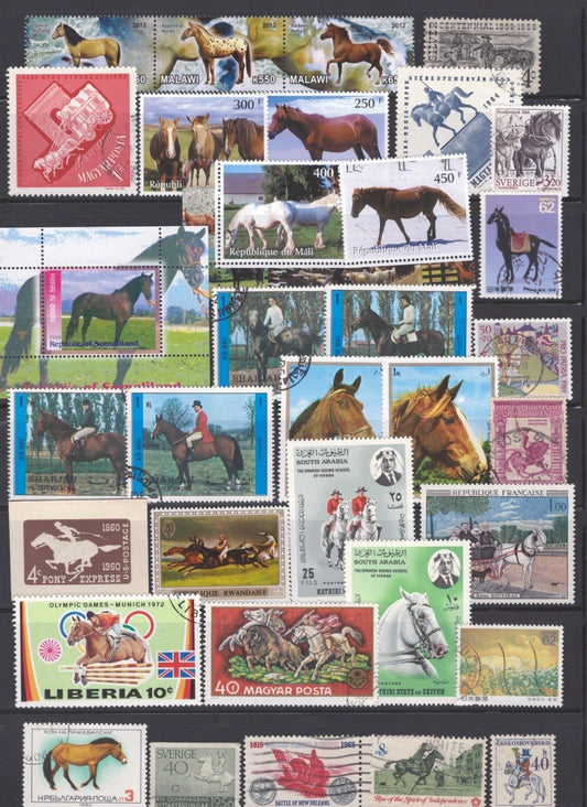 Horses Stamp Collection 4 Stock Pages Sets Singles 149 Stamps Mint/Used ZAYIX