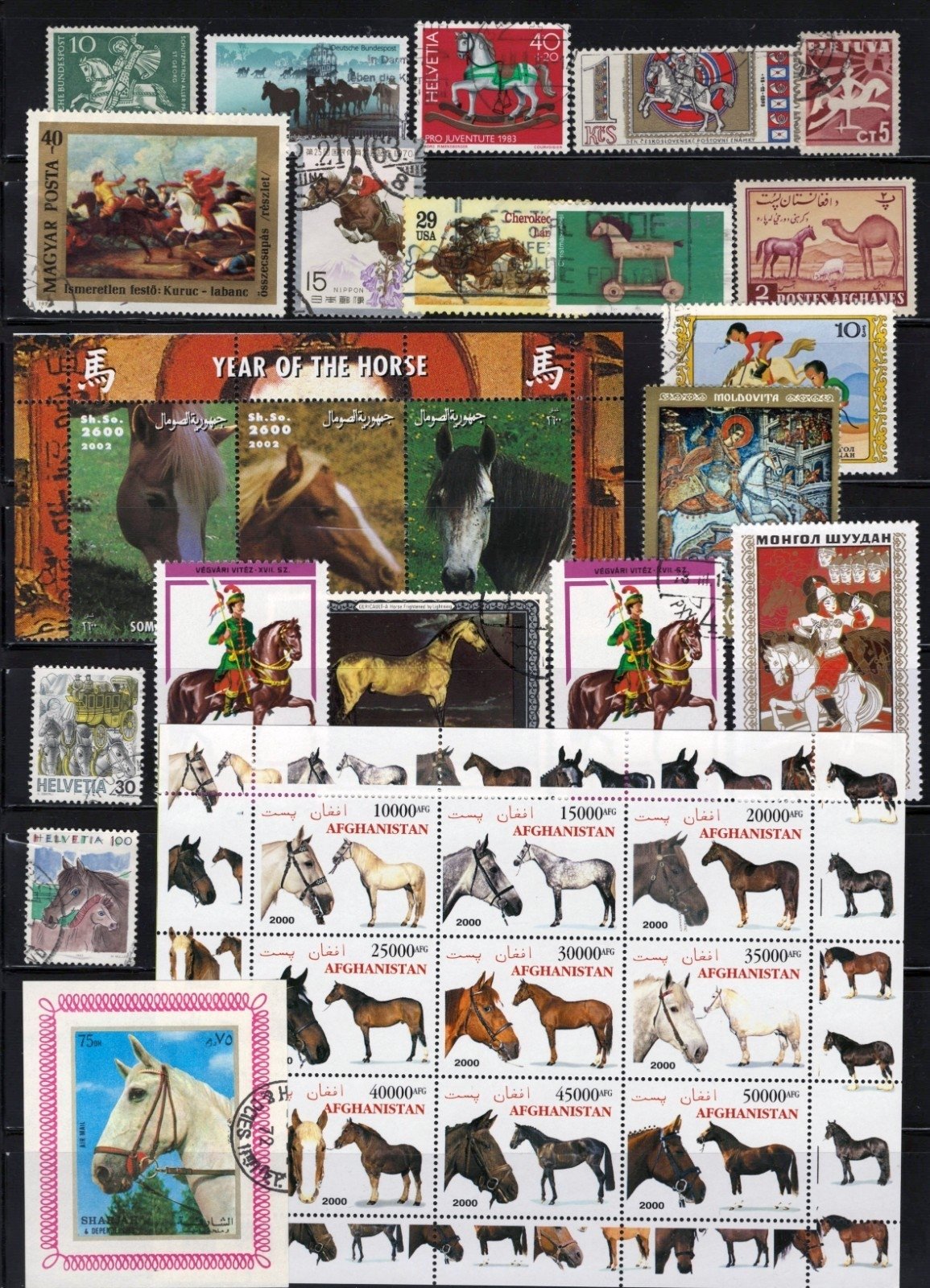 Horses Stamp Collection 4 Stock Pages Sets Singles 149 Stamps Mint/Used ZAYIX