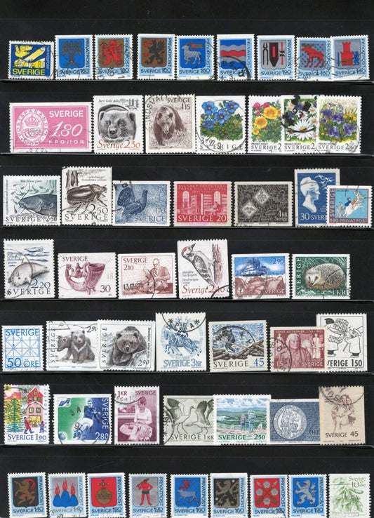 Sweden Stamp Collection 5 Stock Pages Sets Singles 251 Stamps Used ZAYIX