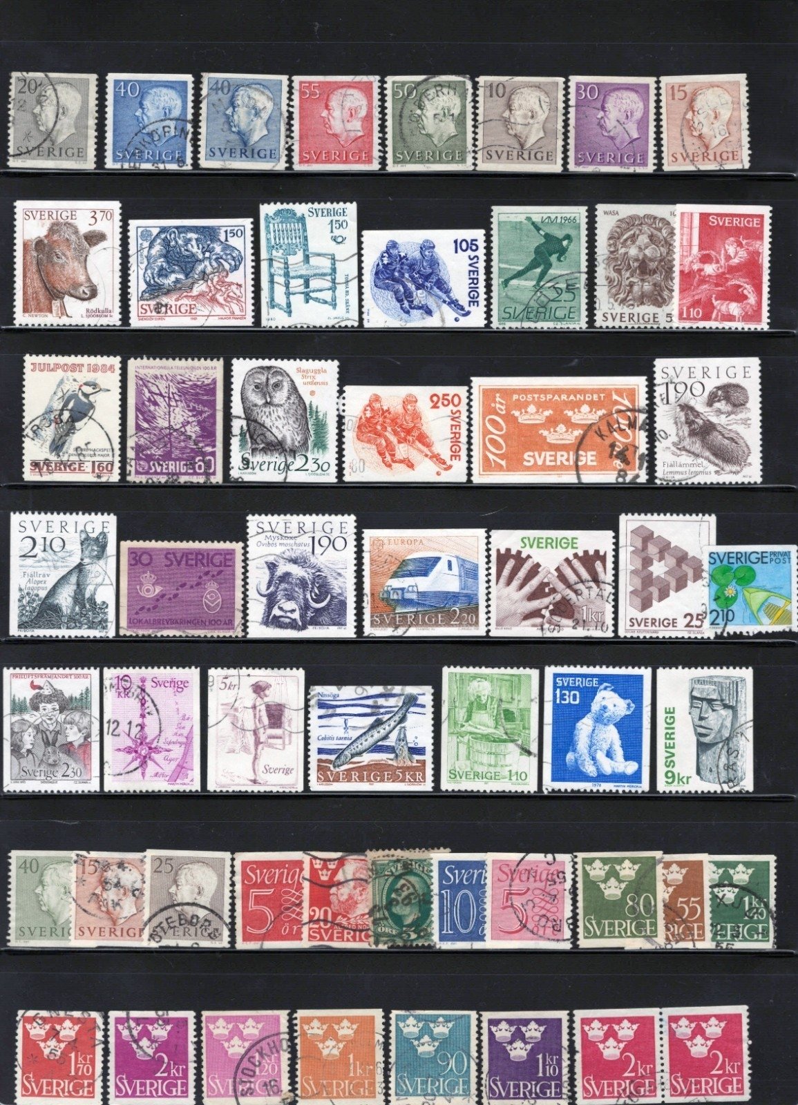 Sweden Stamp Collection 5 Stock Pages Sets Singles 251 Stamps Used ZAYIX