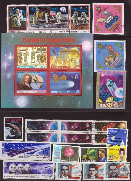 Space Stamp Collection 4 Stock Pages Sets Singles 96 Stamps Mint/Used ZAYIX