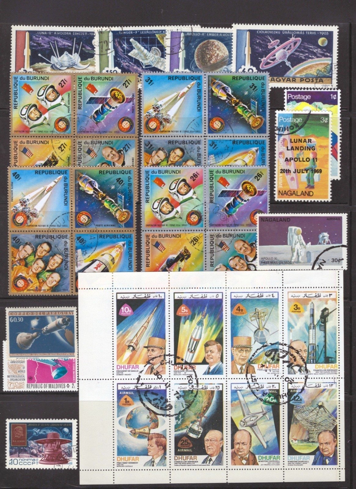 Space Stamp Collection 4 Stock Pages Sets Singles 96 Stamps Mint/Used ZAYIX